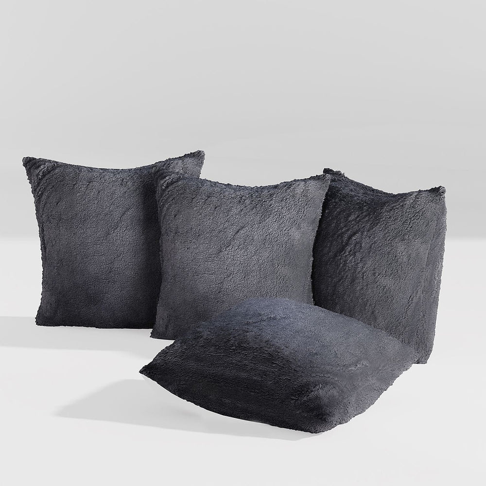 Luxury Edition - Set of 4 Teddy Fleece Cushion Covers - Grey