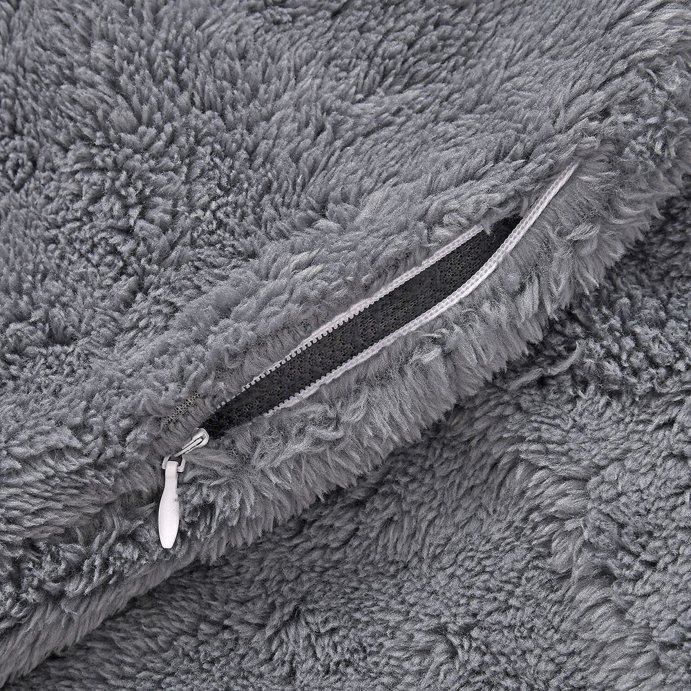 Luxury Edition - Set of 4 Teddy Fleece Cushion Covers - Grey