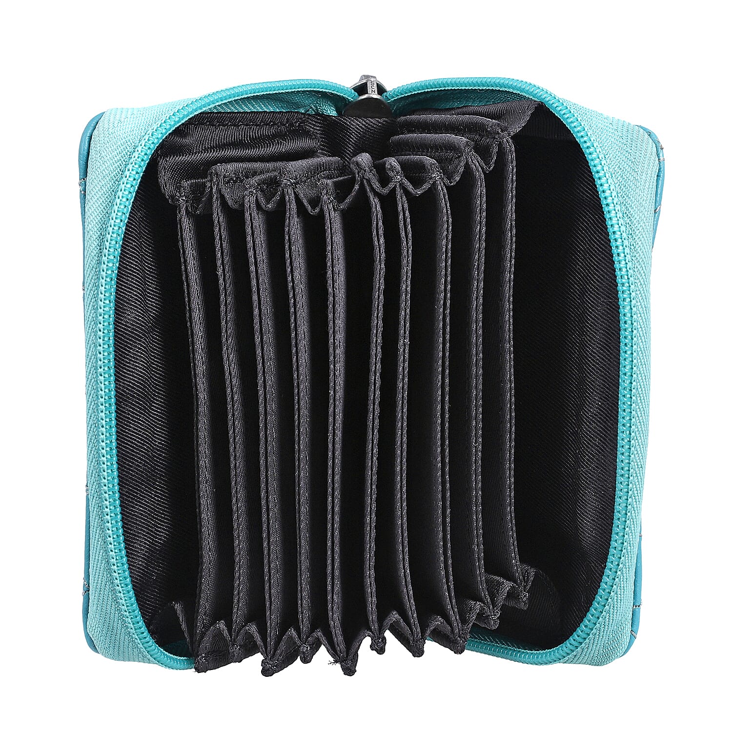 2 piece Set - Gift Box with RFID Protected Leather Wallet and Merino Wool Scarf set (Size 195x68 Cm) - Light Green - Teal