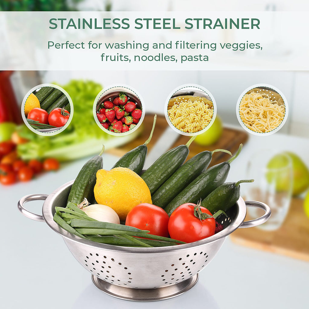 Value Buy - Set of 27 Stainless Steel Kitchen Utensils (Incl. Deep Colander Splash Bowl with 3 Graters Bowl with Lid, Measuring Cup & Spoon, Prep Bowl with Lid & Whisk)
