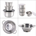 Value Buy - Set of 27 Stainless Steel Kitchen Utensils (Incl. Deep Colander Splash Bowl with 3 Graters Bowl with Lid, Measuring Cup & Spoon, Prep Bowl with Lid & Whisk)