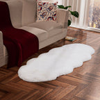 Acrylic Patterned Rug and Door Mat (Size 60x1 cm) - White & White