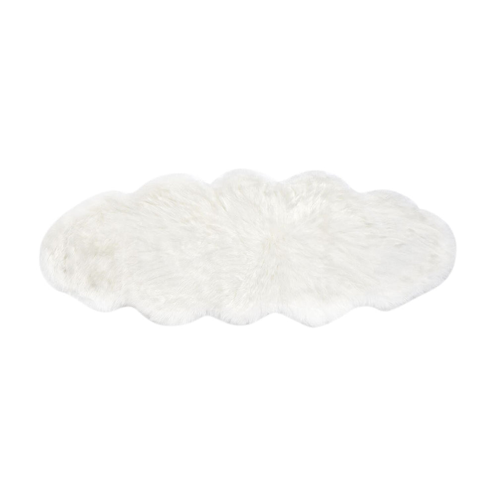 Acrylic Patterned Rug and Door Mat (Size 60x1 cm) - White & White
