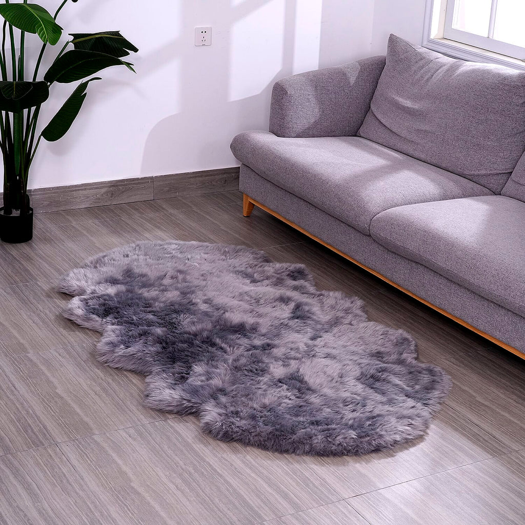 Acrylic Patterned Rug and Door Mat (Size 60x1 cm) - Grey & White