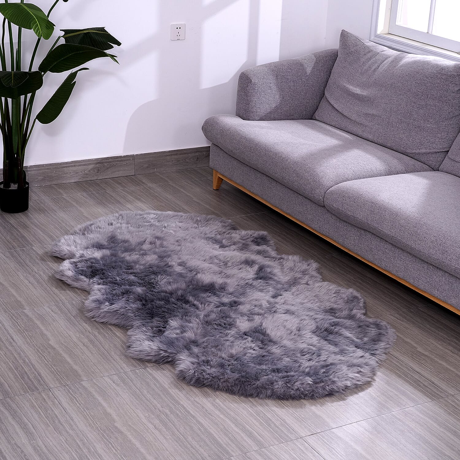 Acrylic Patterned Rug and Door Mat (Size 60x1 cm) - Grey & White