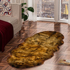 Non-Slip Faux Fur Knitted Rug (Size 180x60 cm) - Brown