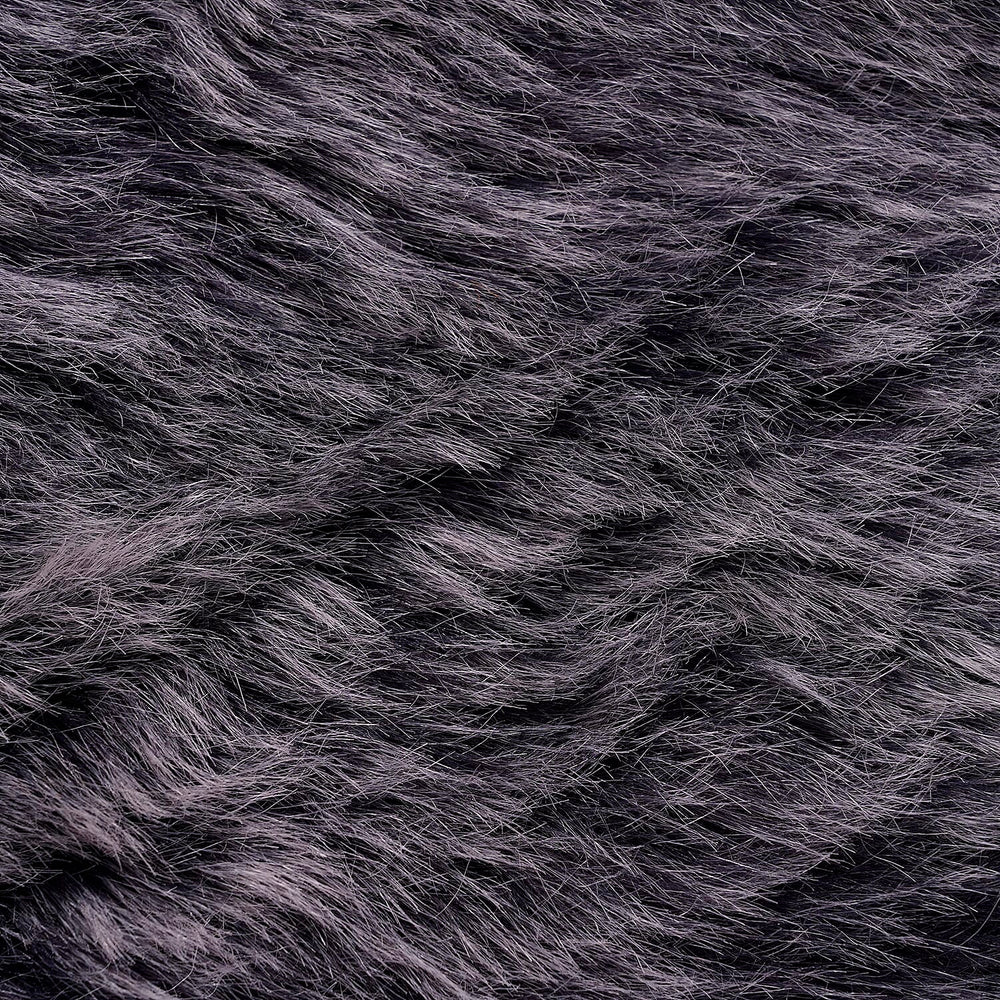 Non-Slip Faux Fur Knitted Rug (Size 180x60 cm) - Black