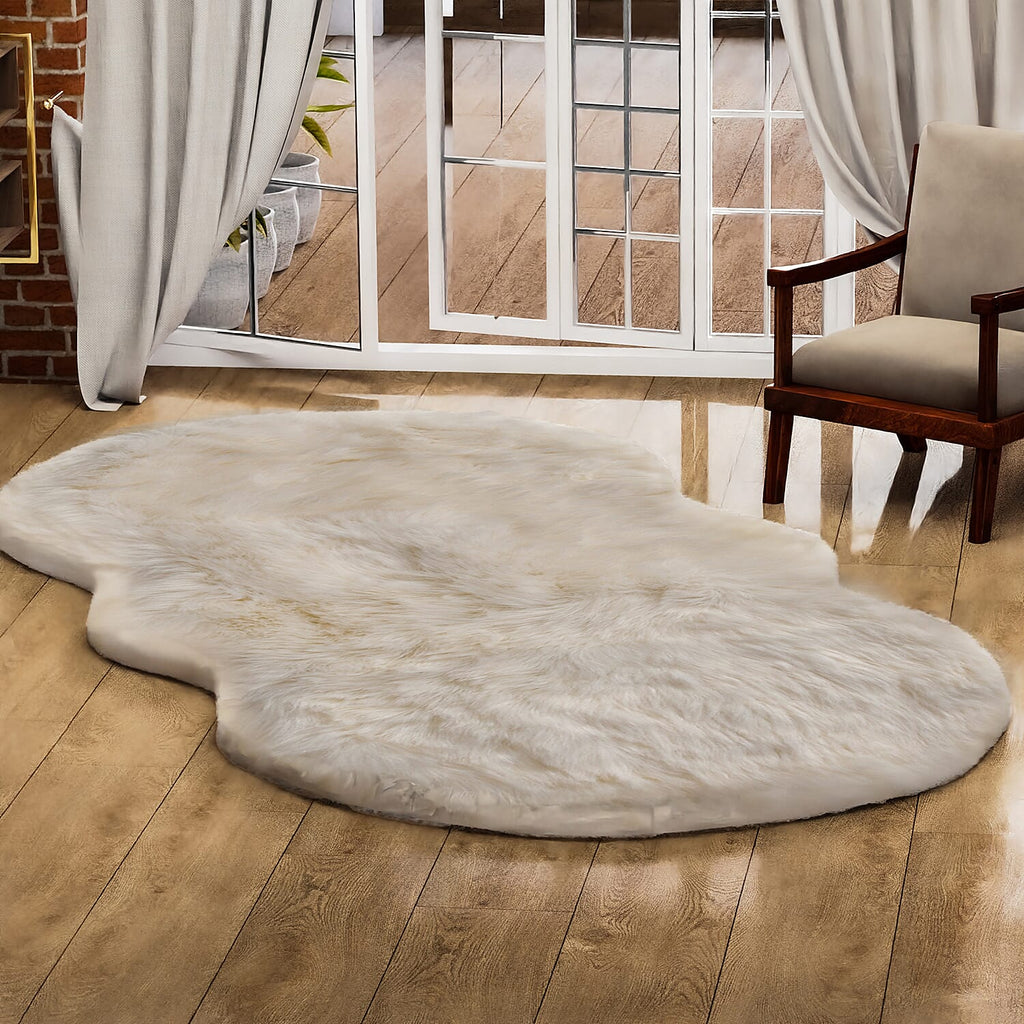 Acrylic Patterned Rug and Door Mat (Size 120x1 in) - White & White