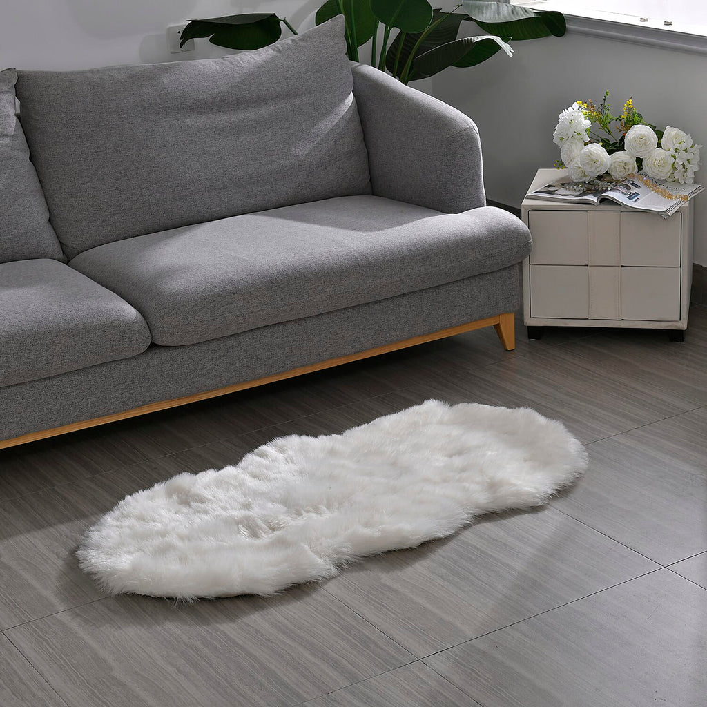 Acrylic Patterned Rug and Door Mat (Size 120x1 in) - White & White