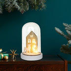 House and Deer Scene Light Up Dome - Gold - White