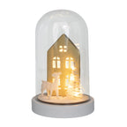 House and Deer Scene Light Up Dome - Gold - White