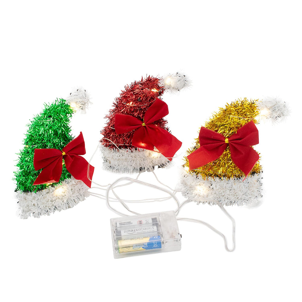 3 Piece Santa Hat Light Set - Multi
