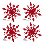 Set of 4 Christmas Felt Snowflake Table Decoration (Battery Operated) - Red