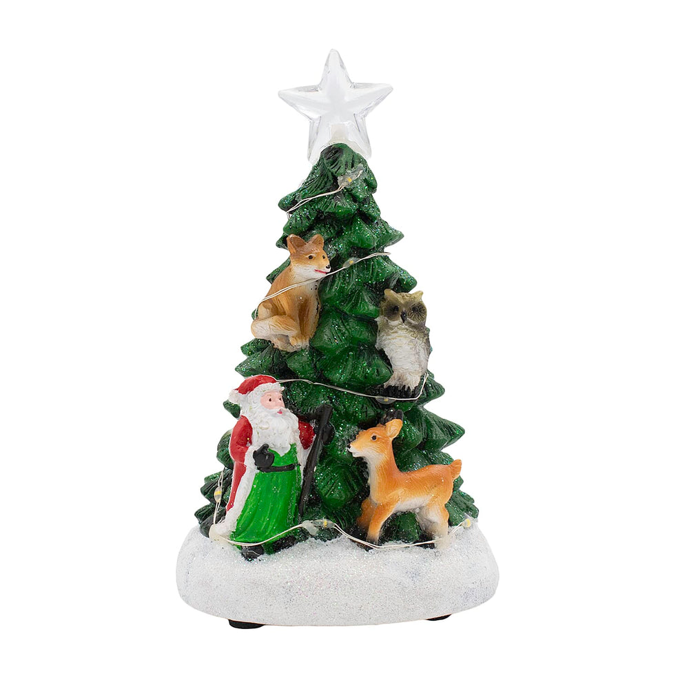 Musical Light Up Christmas Tree With Reindeer & Santa (Size 16x9x8 cm) - Multi
