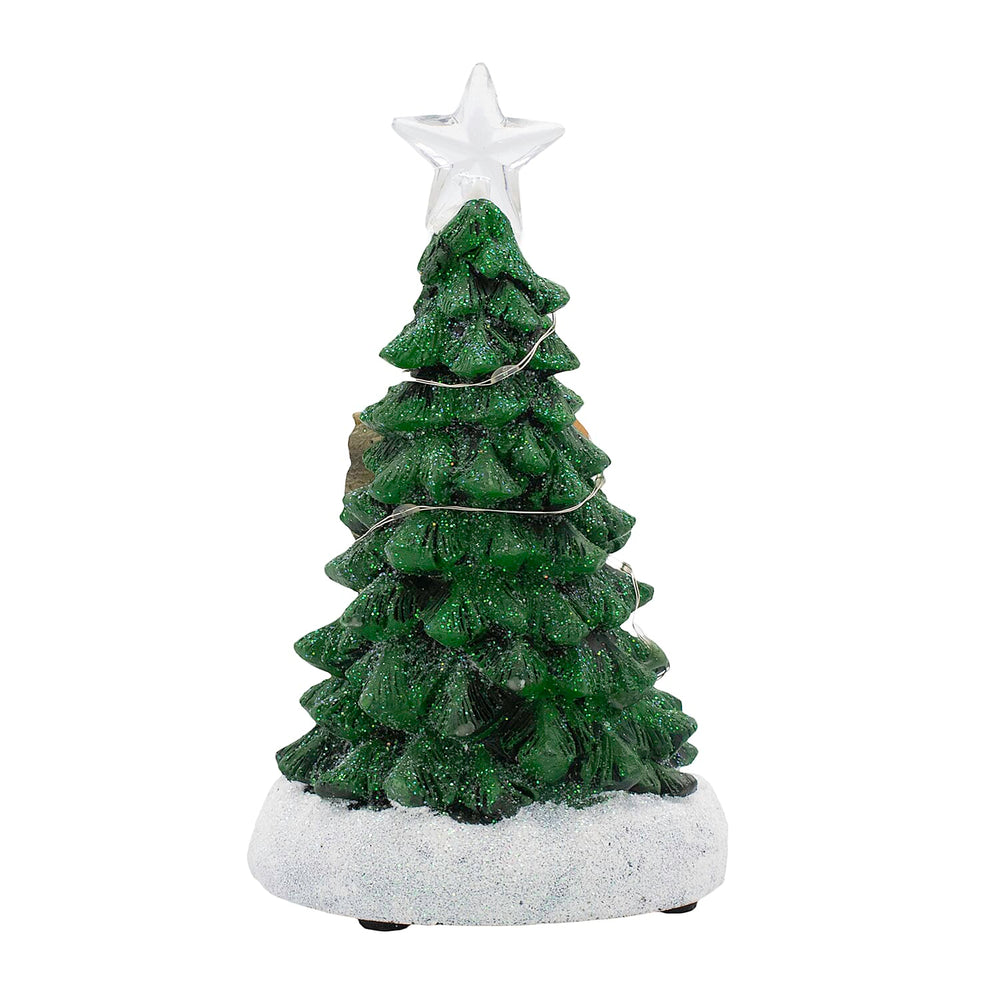 Musical Light Up Christmas Tree With Reindeer & Santa (Size 16x9x8 cm) - Multi