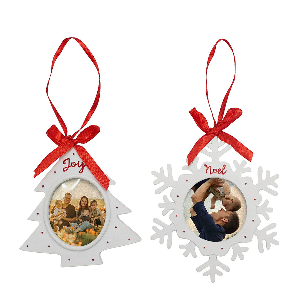 Set of 2 Hanging Photo Frame Decor (Size 11x9 cm) - Xmas Tree - Snowflake