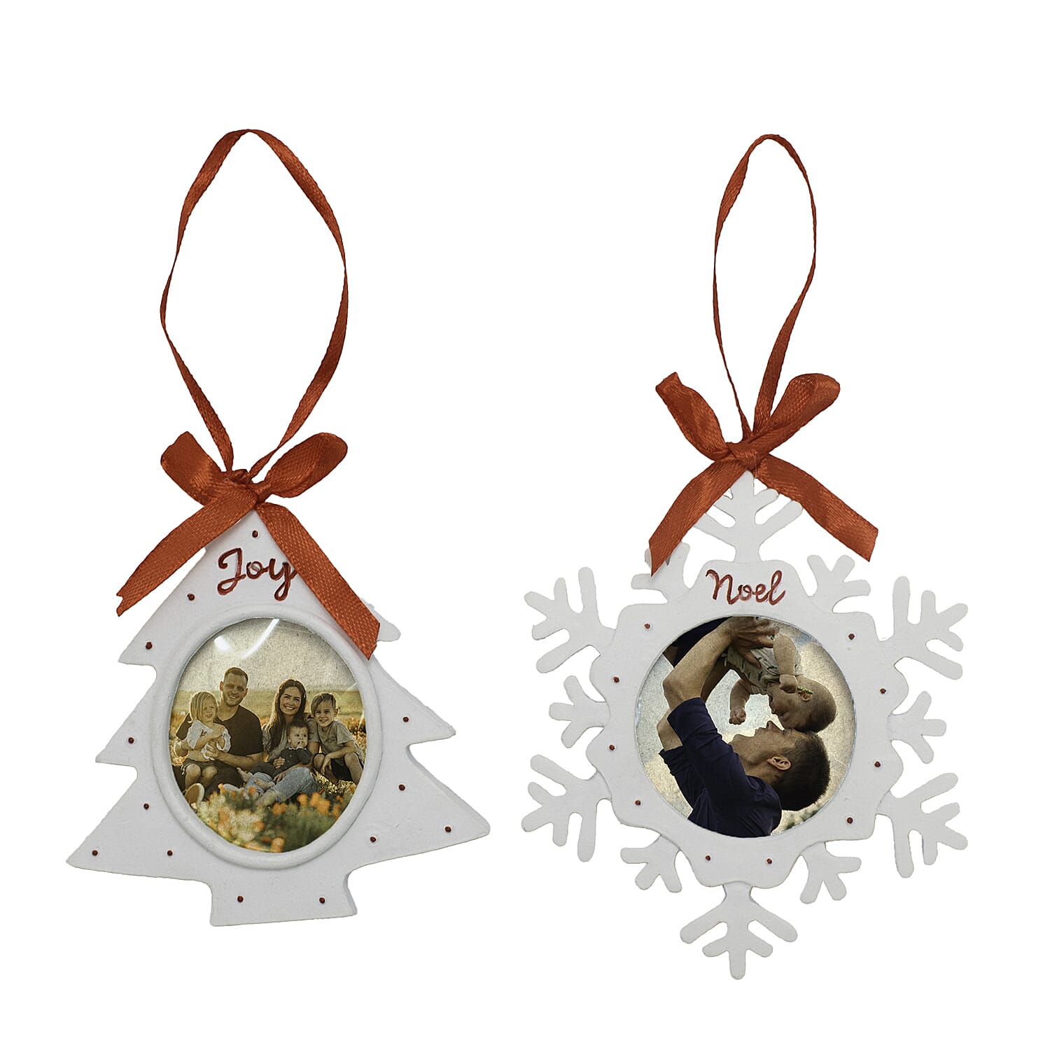 Set of 2 Hanging Photo Frame Decor (Size 11x9 cm) - Xmas Tree - Snowflake