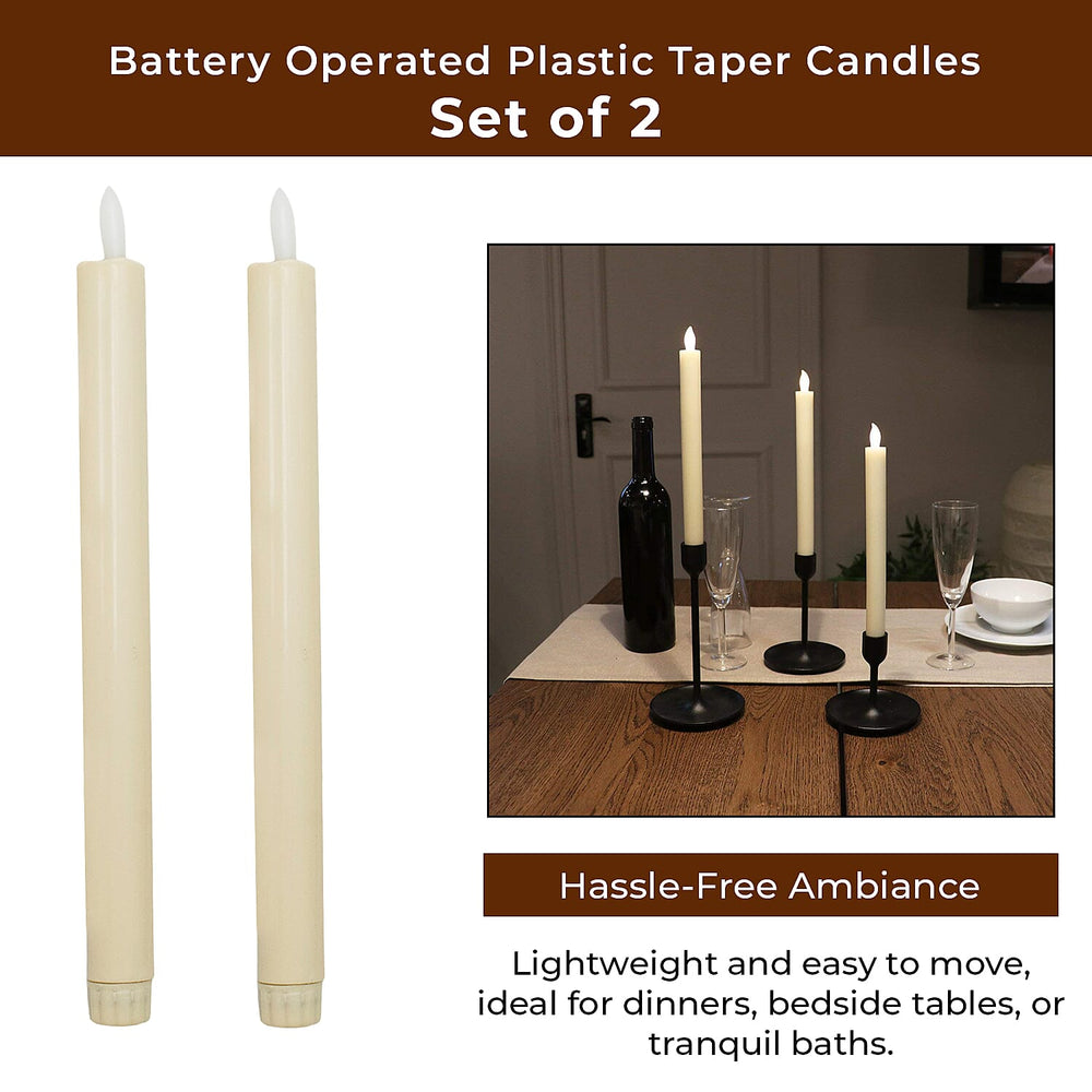 2 Wax Flameless Candles  - Ivory