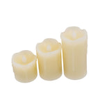 Set of 3 LED Ivory Dripping Wax Votive Candles (Size 5x7x10 cm) - Ivory