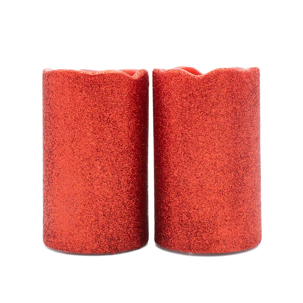 Black Friday Doorbuster Deal - Set of 2 LED Glittered Candles - Red