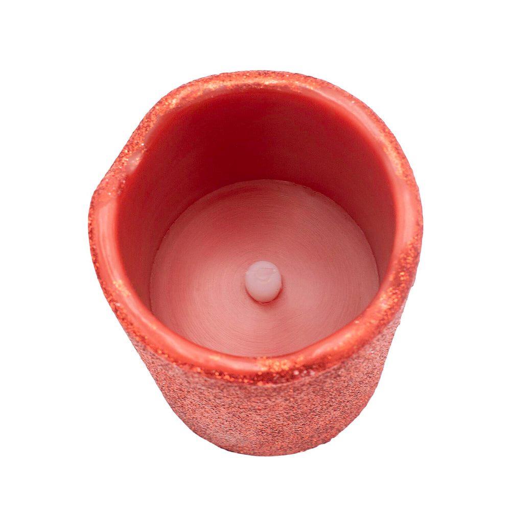 Black Friday Doorbuster Deal - Set of 2 LED Glittered Candles - Red