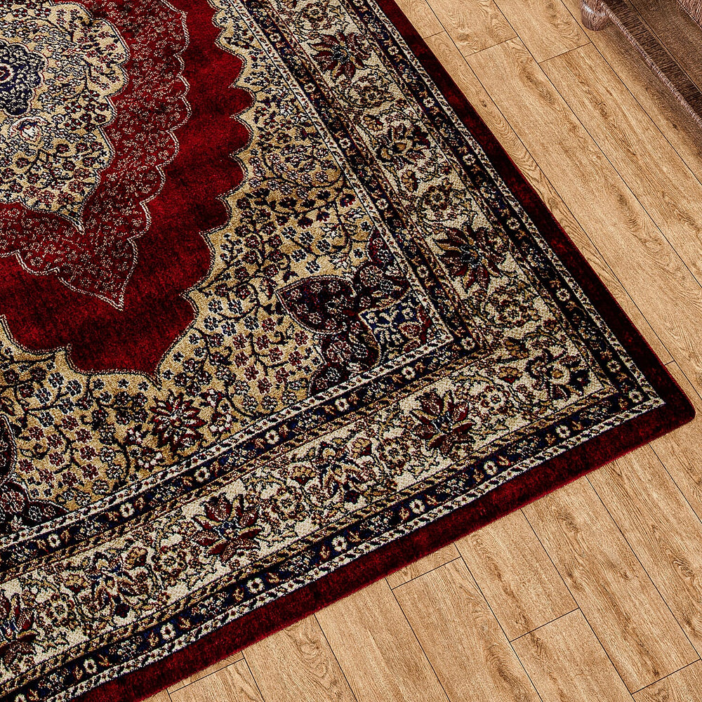 Luxurious Pile Carpet with Kashmiri Print (Size 180x120cm) - Burgundy & Beige