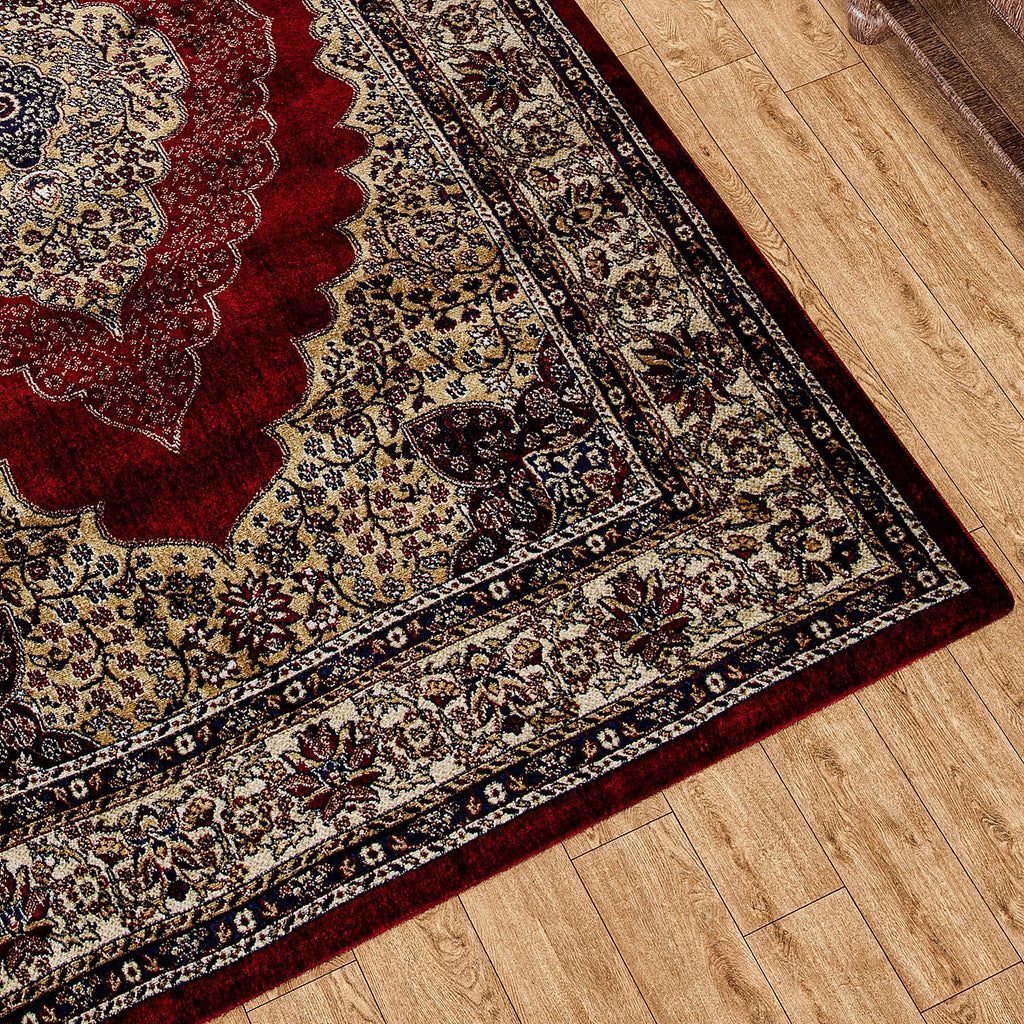 Luxurious Pile Carpet with Kashmiri Print (Size 180x120cm) - Burgundy & Beige