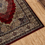 Luxurious Pile Carpet with Kashmiri Print (Size 180x120cm) - Burgundy & Beige