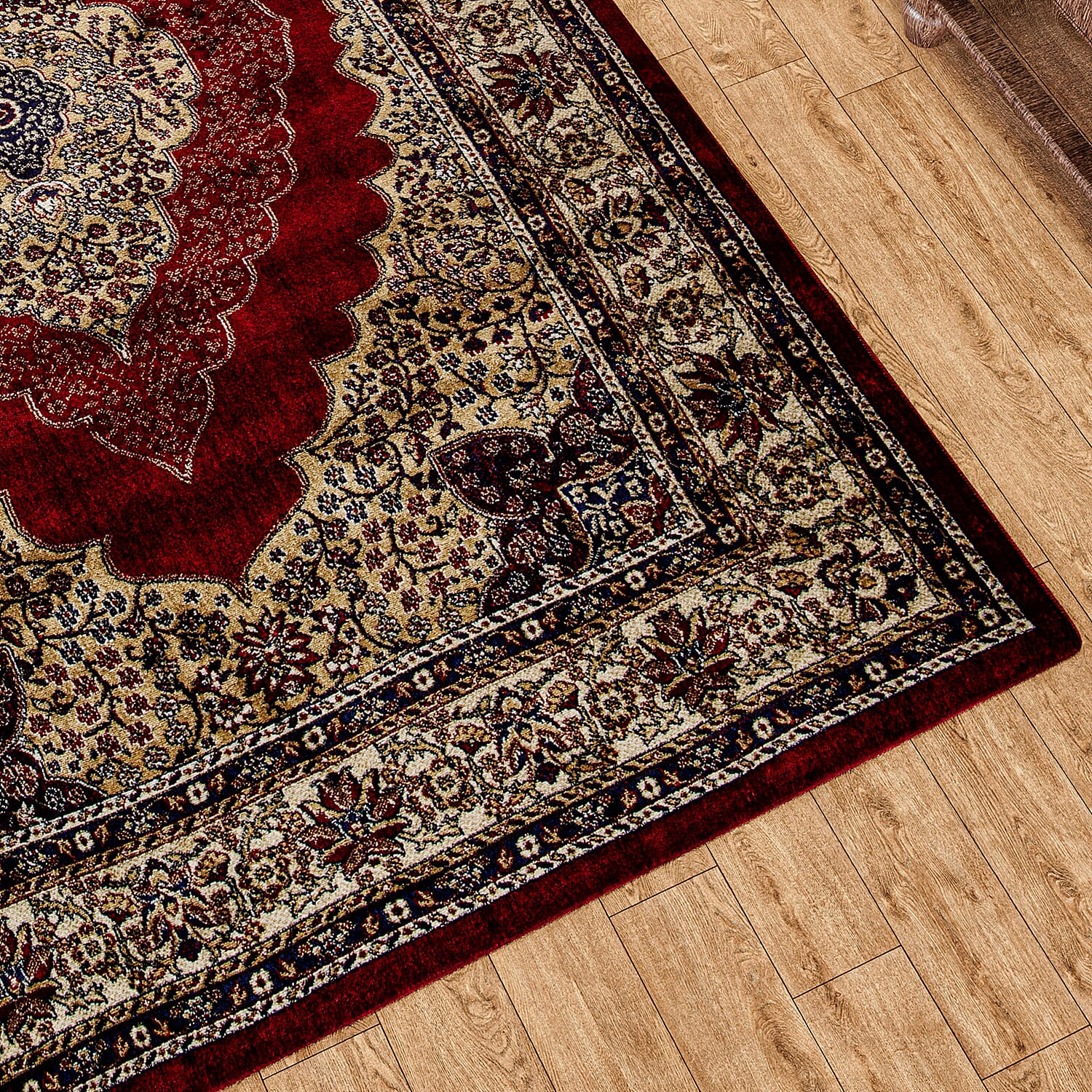 Luxurious Pile Carpet with Kashmiri Print (Size 180x120cm) - Burgundy & Beige