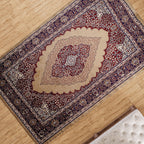 Luxurious Pile Carpet with Kashmiri Artistry (Size 180x120cm) - Beige & Multi