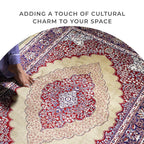 Luxurious Pile Carpet with Kashmiri Artistry (Size 180x120cm) - Beige & Multi