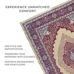 Luxurious Pile Carpet with Kashmiri Artistry (Size 180x120cm) - Beige & Multi