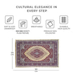 Luxurious Pile Carpet with Kashmiri Artistry (Size 180x120cm) - Beige & Multi