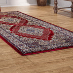 Luxurious Pile Runner with Kashmiri Print (180x66 cm) - Red - Multi