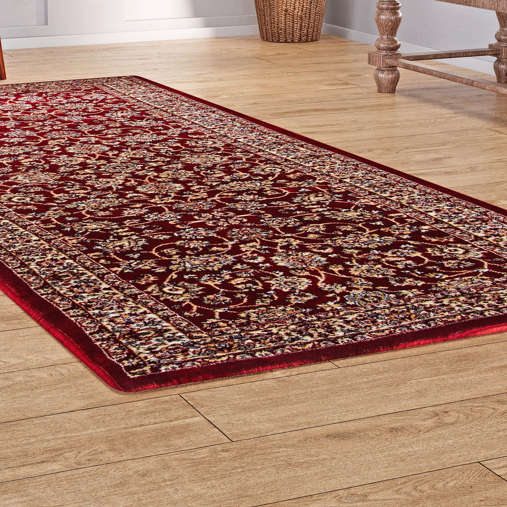 Luxurious Pile Runner with Kashmiri Print (180x66 cm) - Burgundy - Multi