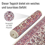 Luxurious Pile Runner with Kashmiri Print (180x66 cm) - Cream - Multi