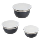 Set of 3 Stainless Steel Bowl with Plastic Lid - Grey