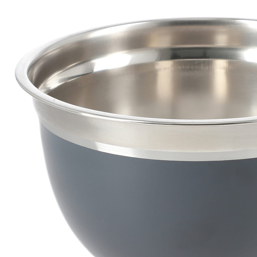 Set of 3 Stainless Steel Bowl with Plastic Lid - Grey