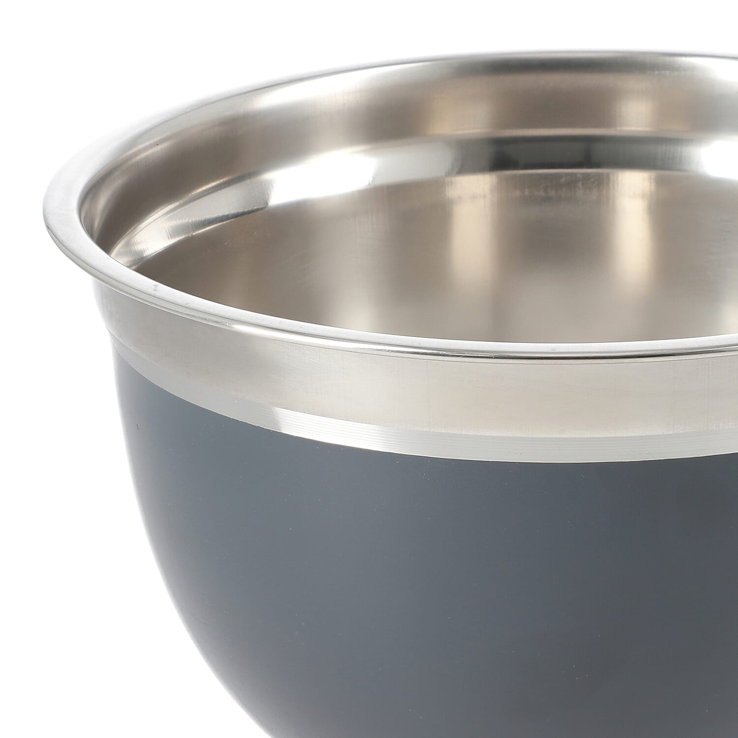 Set of 3 Stainless Steel Bowl with Plastic Lid - Grey