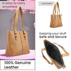 100% Genuine Leather Crocodile Embossed Tote Bag - Tan