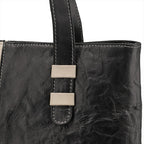 100% Genuine Leather Crocodile Embossed Tote Bag - Black