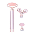 Beautech - 3-in-1 Electric Vibrating Rose Quartz Massage Roller Includes 3D face roller massager, facial roller massager and under eye press massager