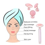 Beautech - 3-in-1 Electric Vibrating Rose Quartz Massage Roller Includes 3D face roller massager, facial roller massager and under eye press massager
