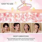 Beautech - 3-in-1 Electric Vibrating Rose Quartz Massage Roller Includes 3D face roller massager, facial roller massager and under eye press massager