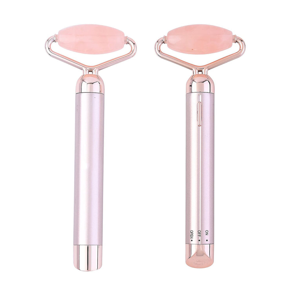Beautech - 3-in-1 Electric Vibrating Rose Quartz Massage Roller Includes 3D face roller massager, facial roller massager and under eye press massager