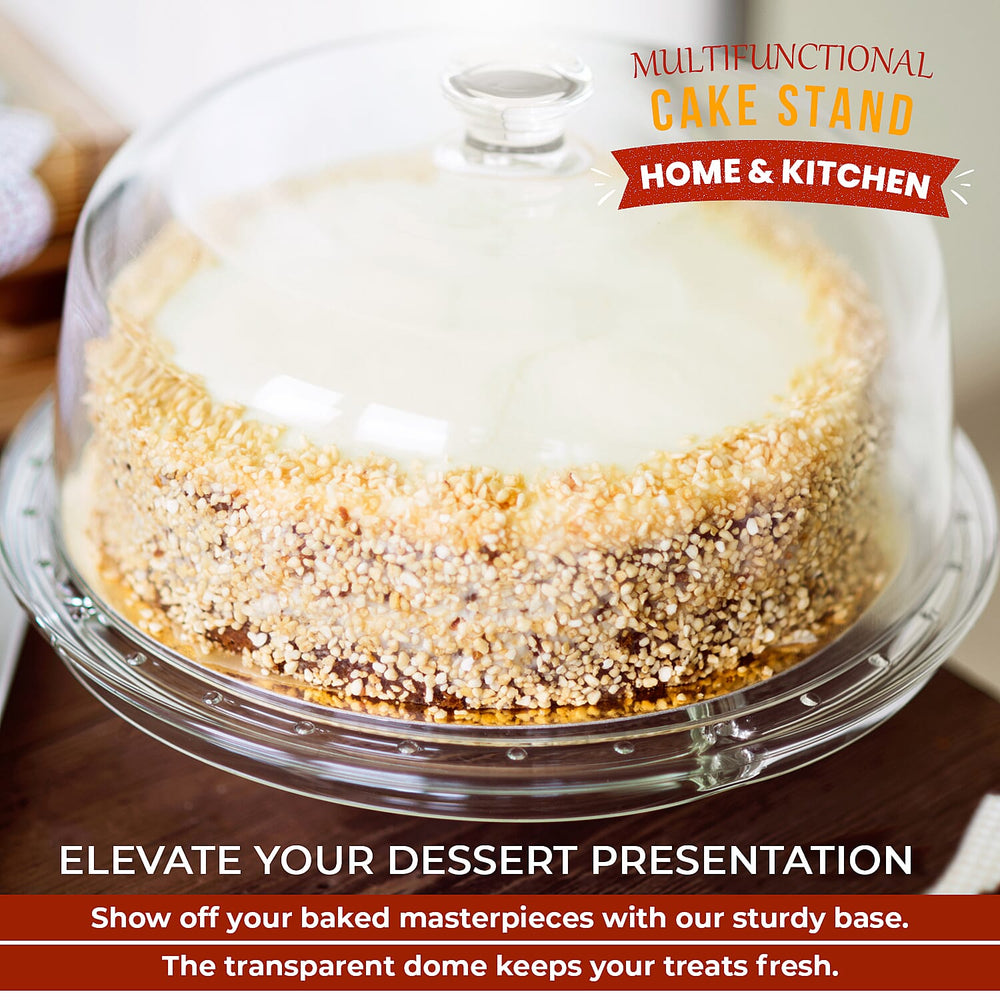 Multifunction Cake Stand With Pedestral Base & Transparent Dome Top (Size 31.5x31.5x16 cm)