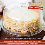 Multifunction Cake Stand With Pedestral Base & Transparent Dome Top (Size 31.5x31.5x16 cm)