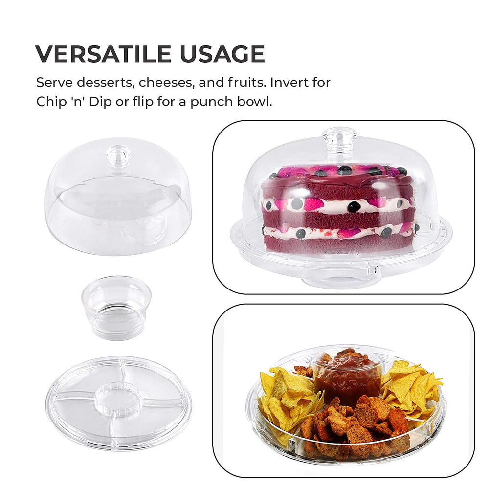 Multifunction Cake Stand With Pedestral Base & Transparent Dome Top (Size 31.5x31.5x16 cm)