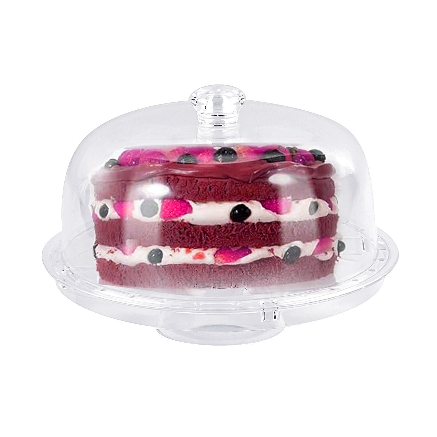 Multifunction Cake Stand With Pedestral Base & Transparent Dome Top (Size 31.5x31.5x16 cm)