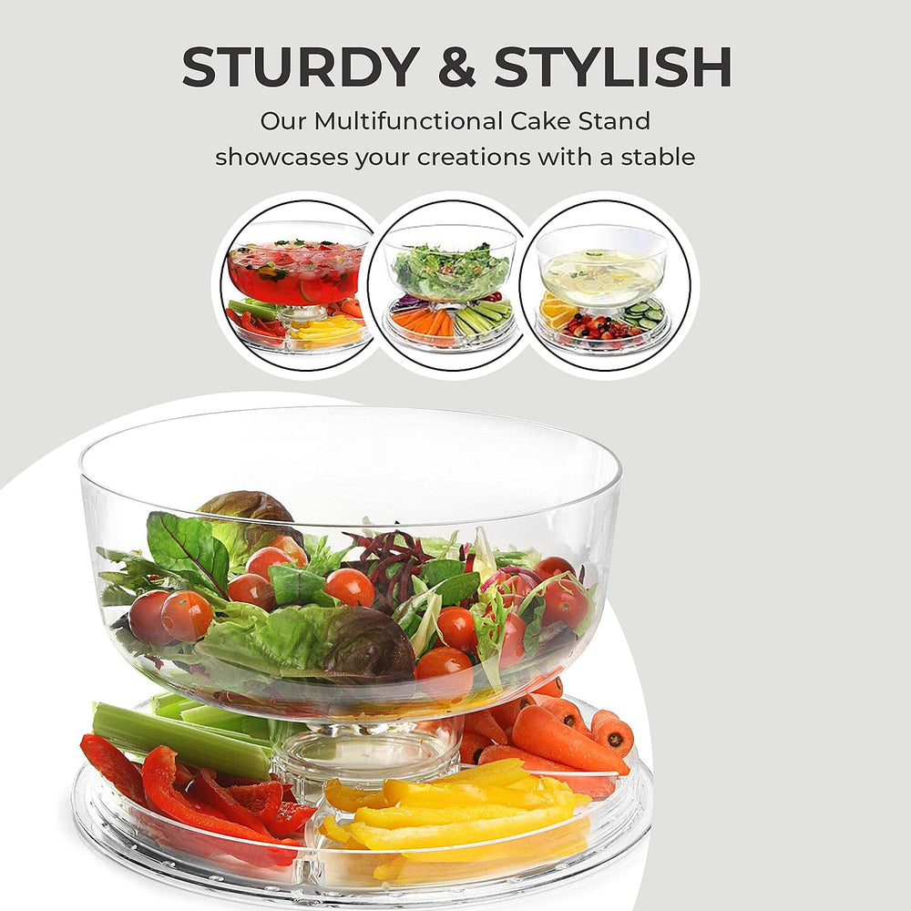 Multifunction Cake Stand With Pedestral Base & Transparent Dome Top (Size 31.5x31.5x16 cm)